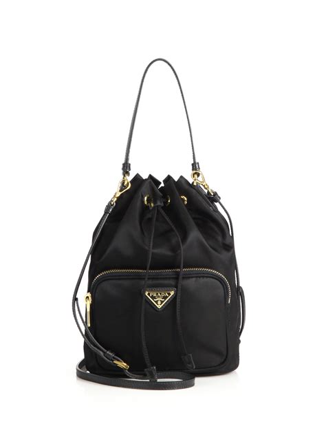 prada nylon and leather bucket bag|Prada nylon tote bag sale.